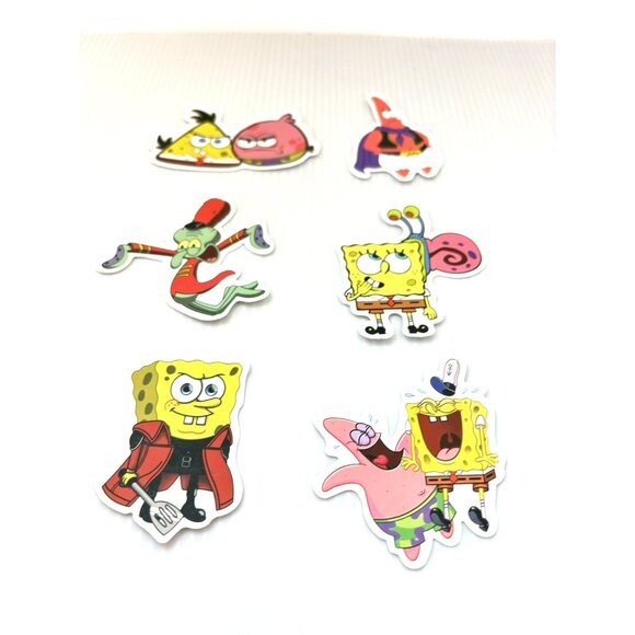SpongeBob SquarePants 6pc Vinyl Stickers Lot Cartoon Water Bottle Laptop Decals - Picture 4 of 5